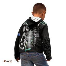 Personalised New Zealand Silver Fern Rugby Kid Hoodie Paua Shell With Champions Trophy History NZ Forever