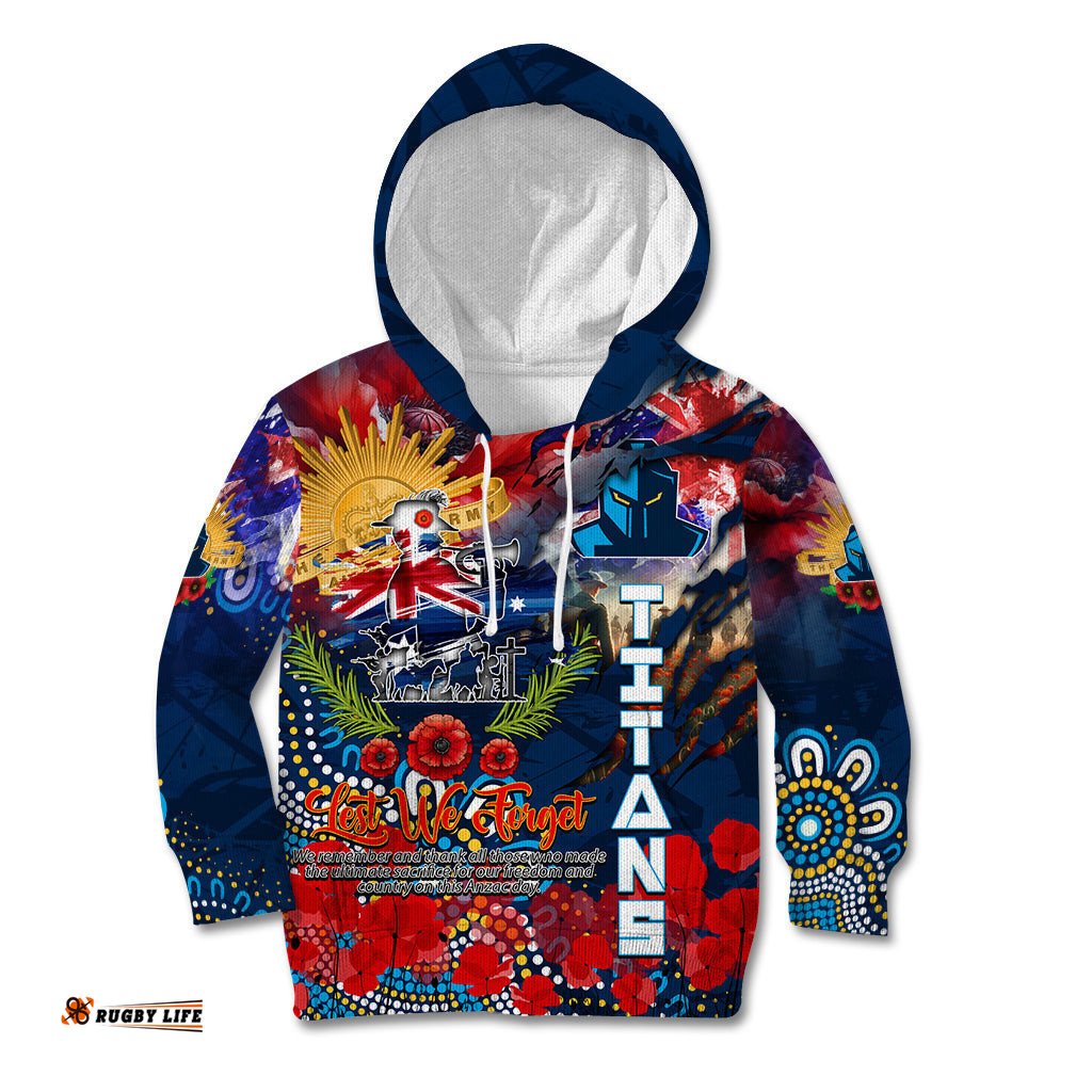 Personalised Australia Rugby Titans ANZAC Kid Hoodie Gold Coast Scratch Style