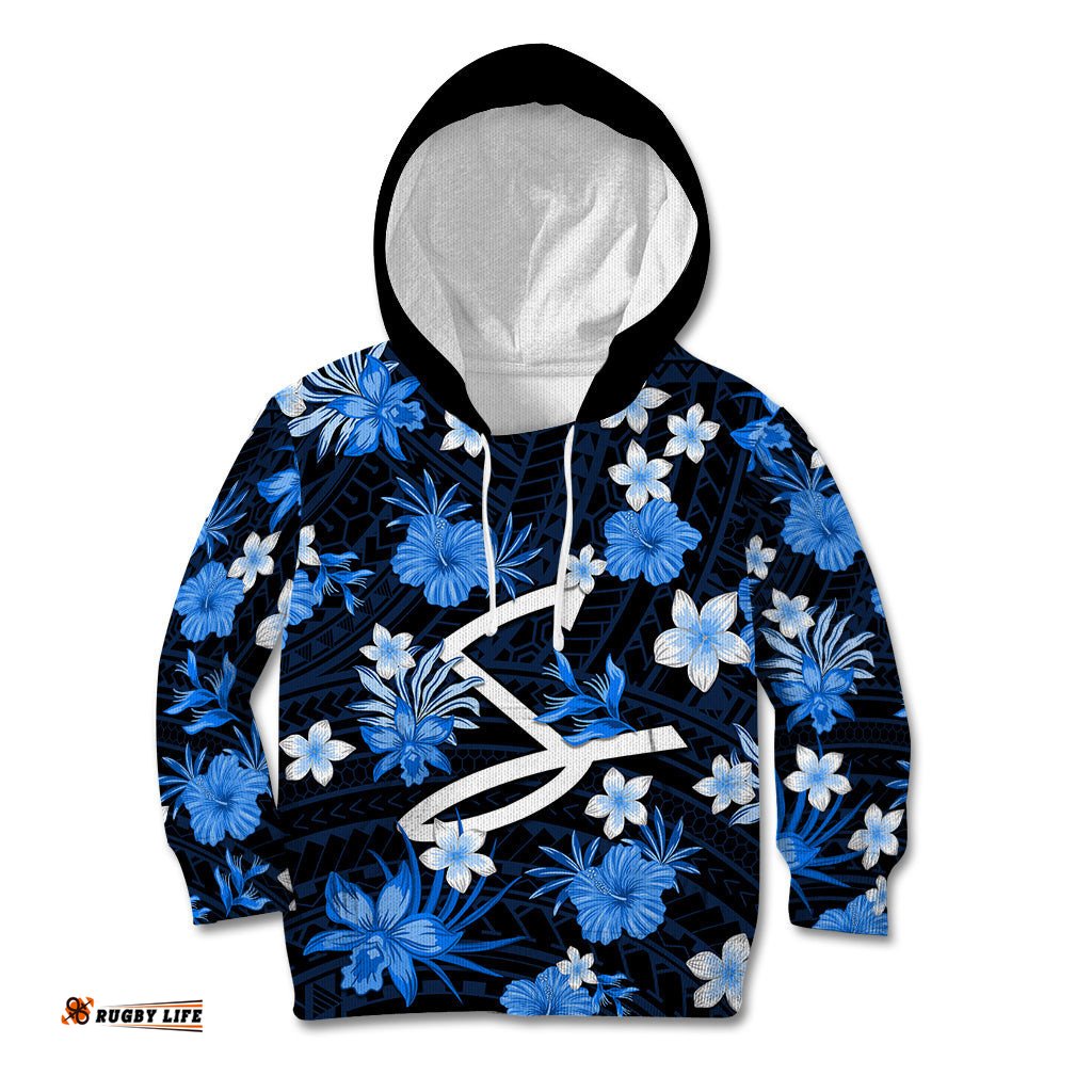 Australian Strikers Cricket Kid Hoodie Baeuty Pacific Hibiscus and Polynesian Pattern