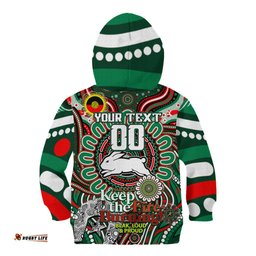 Custom NAIDOC Week 2024 Rabbitohs Kid Hoodie Mascot Rugby
