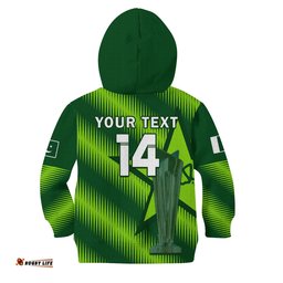 Custom Text And Number Pakistan Cricket Hoodie KID Champions Mens WC