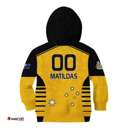 Custom Australia Soccer Kid Hoodie Matildas Socceroos Black Vibe