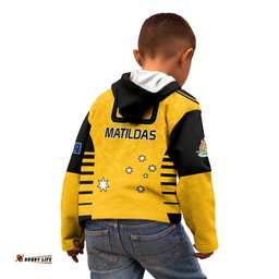 Custom Australia Soccer Kid Hoodie Matildas Socceroos Black Vibe