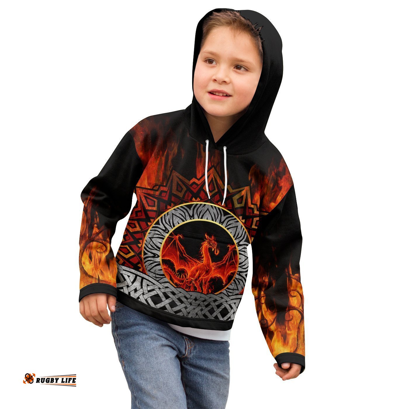 Celtic Dragon Kid Hoodie Fire Dragon