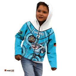 Custom NRL Sharks NAIDOC Week Kid Hoodie Keep The Fire Burning Indigenous Art