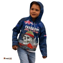 New Zealand ANZAC Day Kid Hoodie Freedom Ain't Free