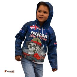 New Zealand ANZAC Day Kid Hoodie Freedom Ain't Free