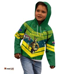 Custom Australia Rugby Kid Hoodie Pacific Go Aussie Kangaroos