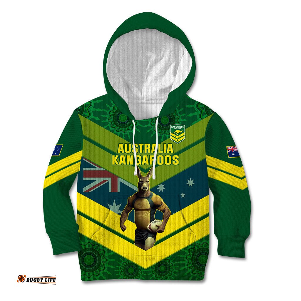 Custom Australia Rugby Kid Hoodie Pacific Go Aussie Kangaroos