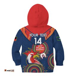 Custom NRL Roosters NAIDOC Week Kid Hoodie Keep The Fire Burning Indigenous Art
