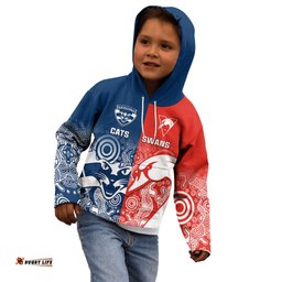 Swans And Cats Football Kid Hoodie Sydney Mix Geelong Indigenous