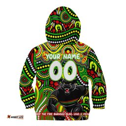 Custom Australia NAIDOC Week 2024 Kid Hoodie Penrith Panthers Mascot Keep The Fire Burning