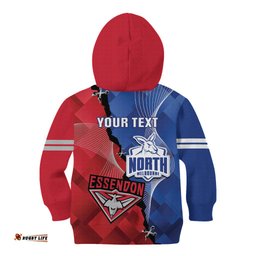 Personalised Kangaroos And Bombers Football Kid Hoodie Sporty Version