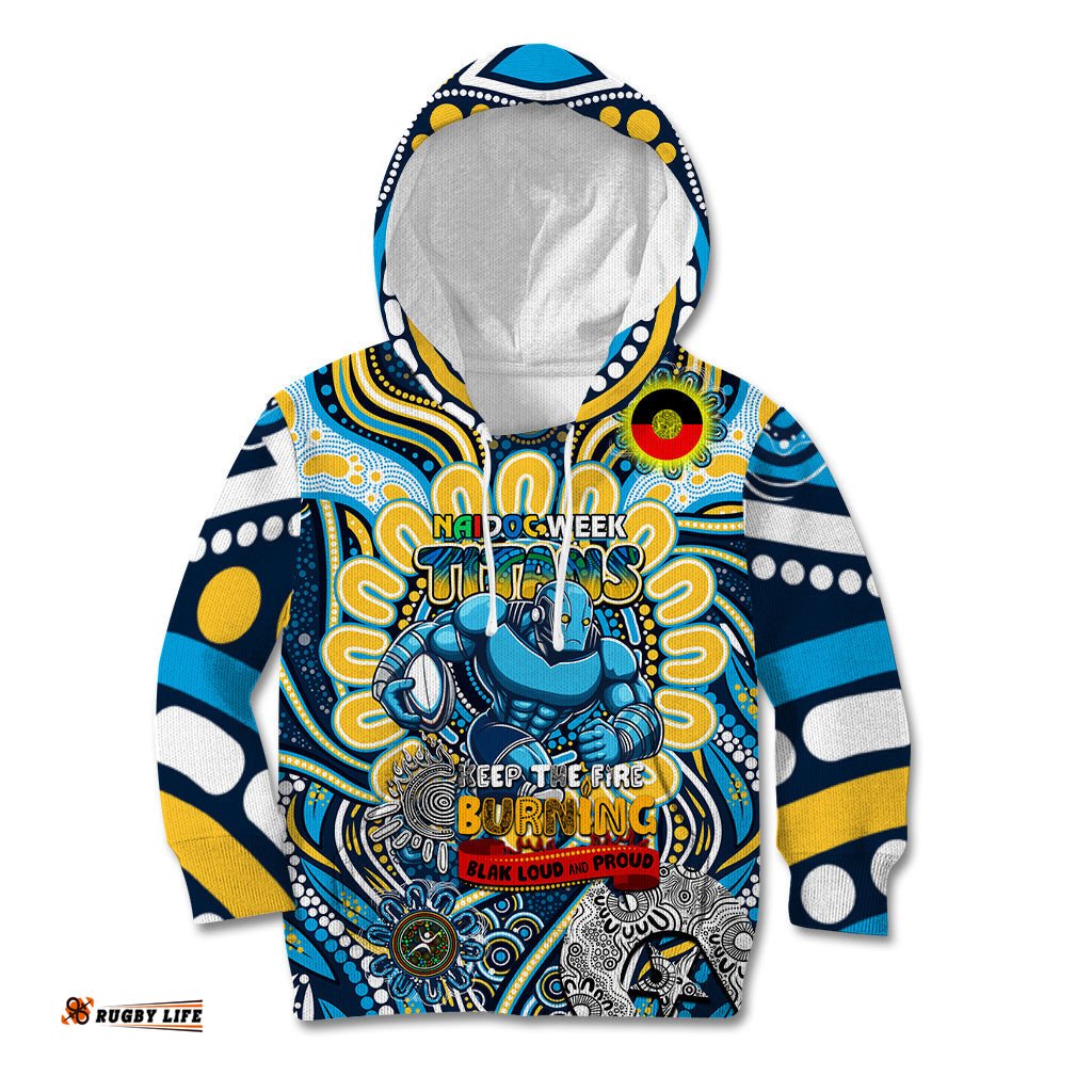 Custom NAIDOC Week 2024 Titans Kid Hoodie Mascot Rugby