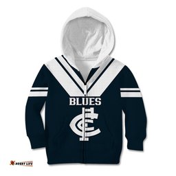 Carlton Football Kid Hoodie Go Blues Navy Simple Style