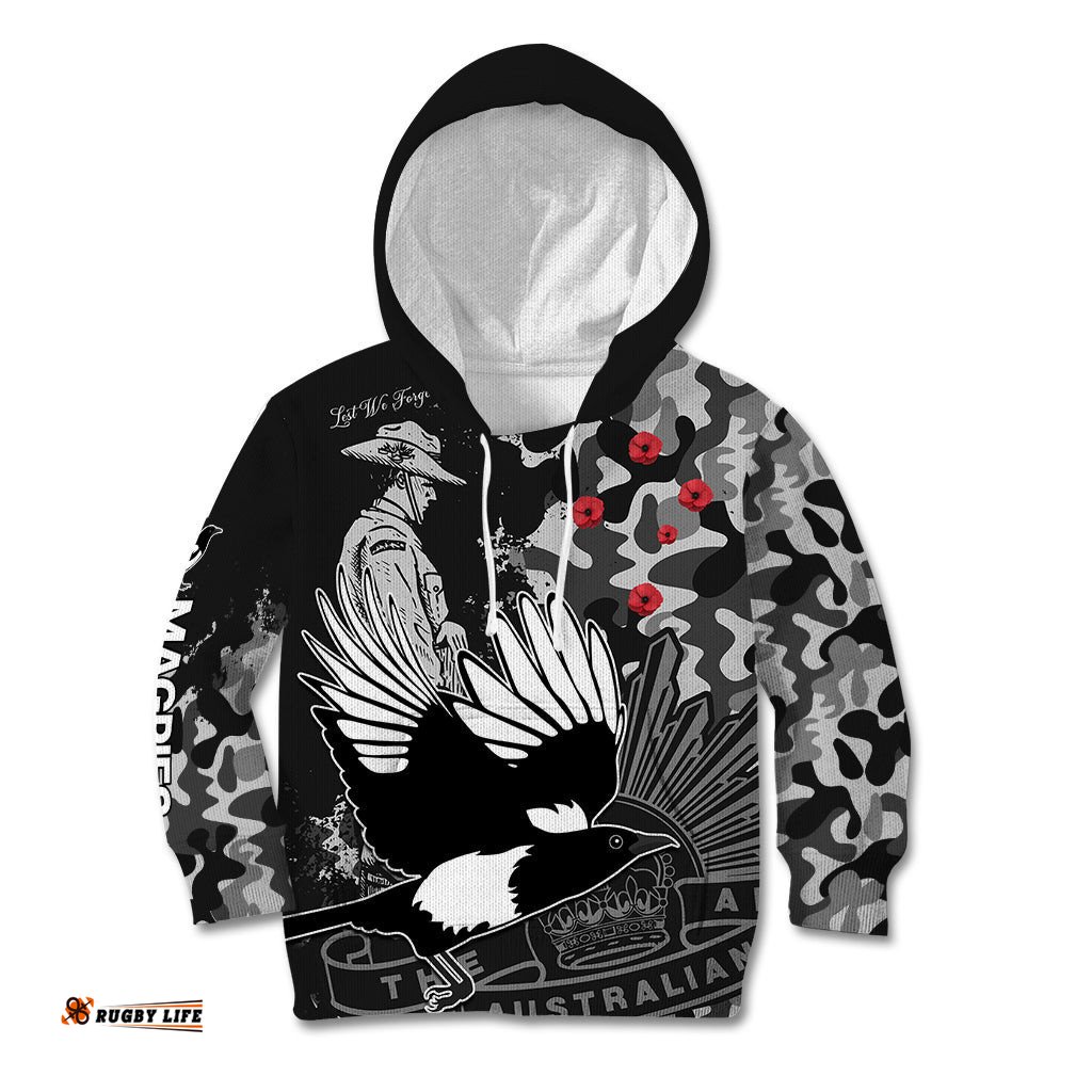 AFL ANZAC Magpies Kid Hoodie Camouflage