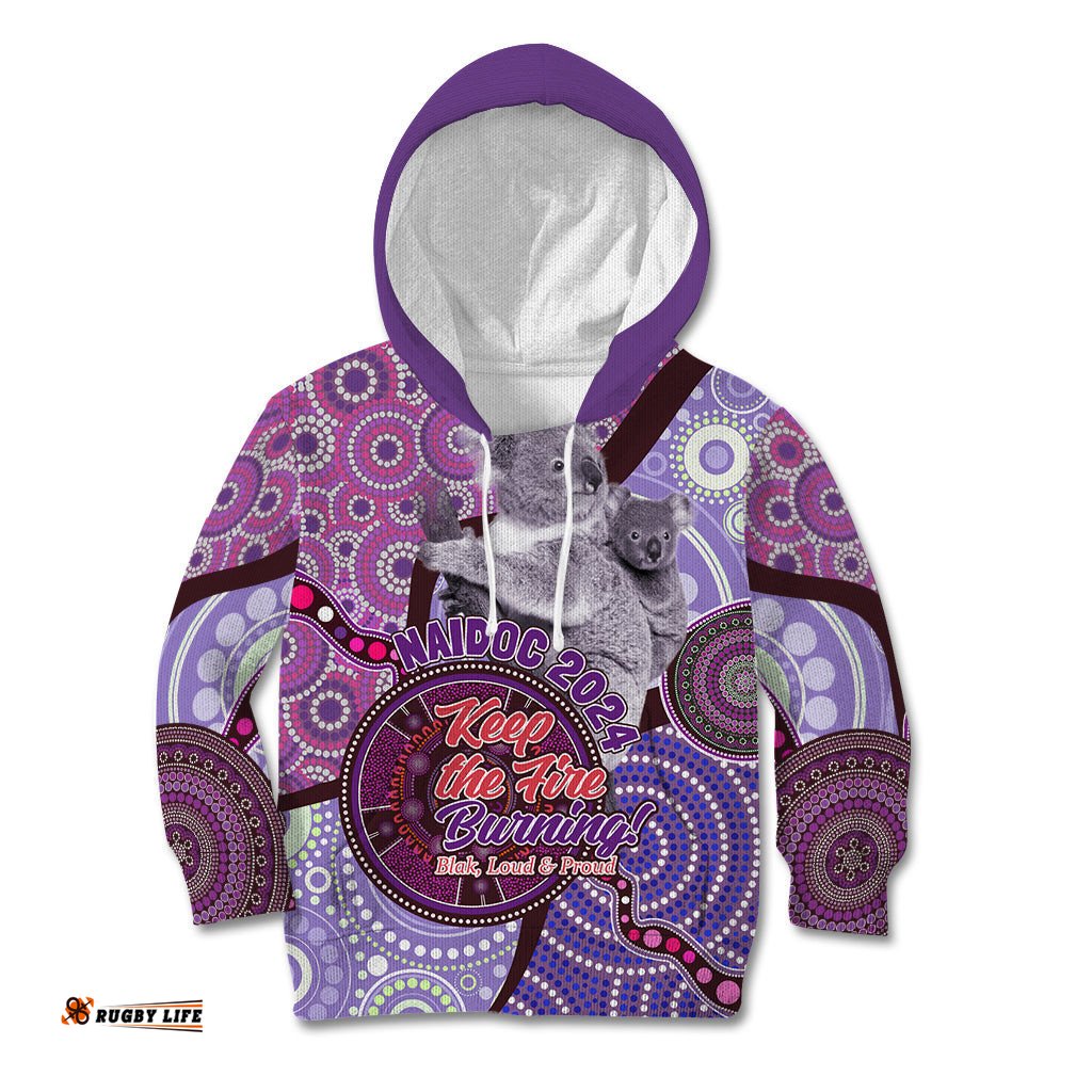 Personalised Australia Koala NAIDOC 2024 Kid Hoodie Keep the Fire Burning