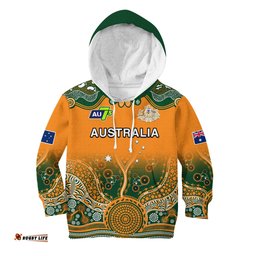 Custom Text And Number Australia Rugby Hoodie KID Aussie Sevens Original Indigenous
