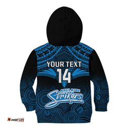 Custom Adelaide Strikers Cricket Kid Hoodie Unique Indigenous Art Mix Polynesian Pattern