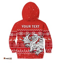 Custom Personalised Dragons Rugby Hoodie KID Indigenous St George Illawarra Merry Christmas
