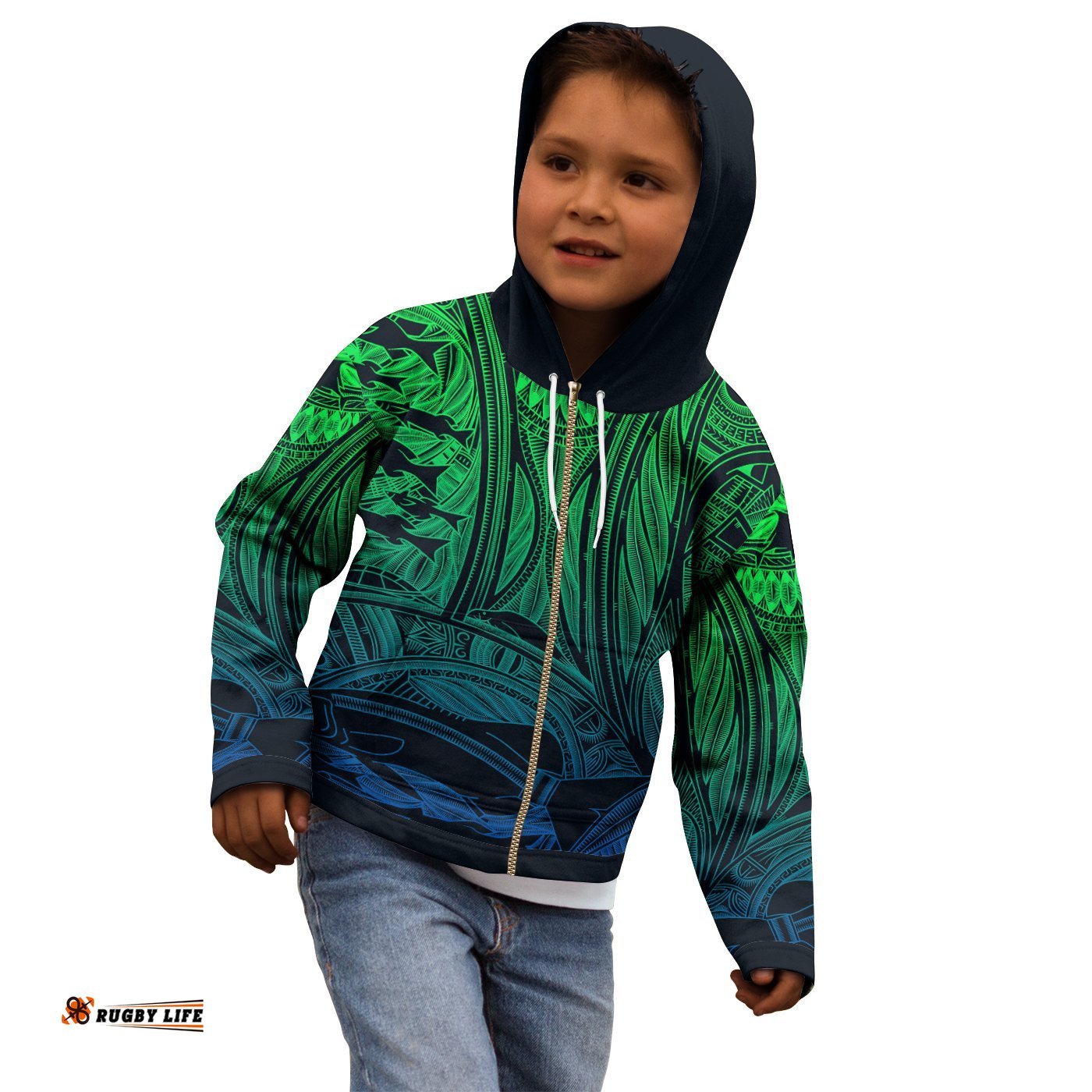 Torres Strait Islanders Kid Zip Up Hoodie Ocean Art