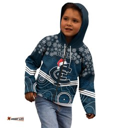 Custom Blues Football Christmas Kid Hoodie Merry Xmas Mix Aboriginal Art