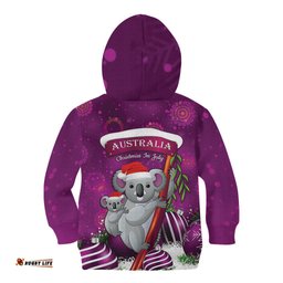 Australia Koala Kid Hoodie Christmas In July Purple