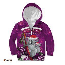 Australia Koala Kid Hoodie Christmas In July Purple
