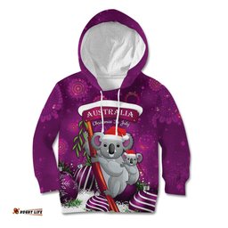Australia Koala Kid Hoodie Christmas In July Purple