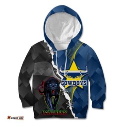 Personalised Panthers And Cowboys Rugby Kid Hoodie Sporty Version