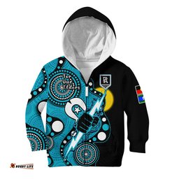 Custom Text And Number Port Adelaide Football NAIDOC Hoodie KID For Our Elders Indigenous Art