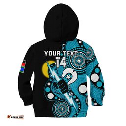 Custom Text And Number Port Adelaide Football NAIDOC Hoodie KID For Our Elders Indigenous Art