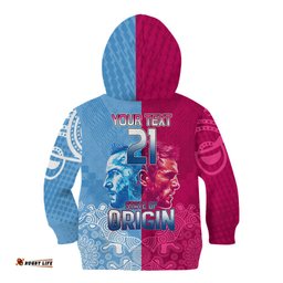 Custom New South Wales and Queensland Kid Hoodie Rugby Mascot With Sporty Style