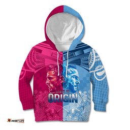 Custom New South Wales and Queensland Kid Hoodie Rugby Mascot With Sporty Style