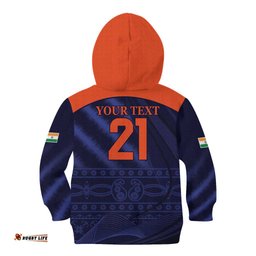 Custom India Cricket Kid Hoodie Go Men In Blue Sporty Version