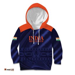 Custom India Cricket Kid Hoodie Go Men In Blue Sporty Version
