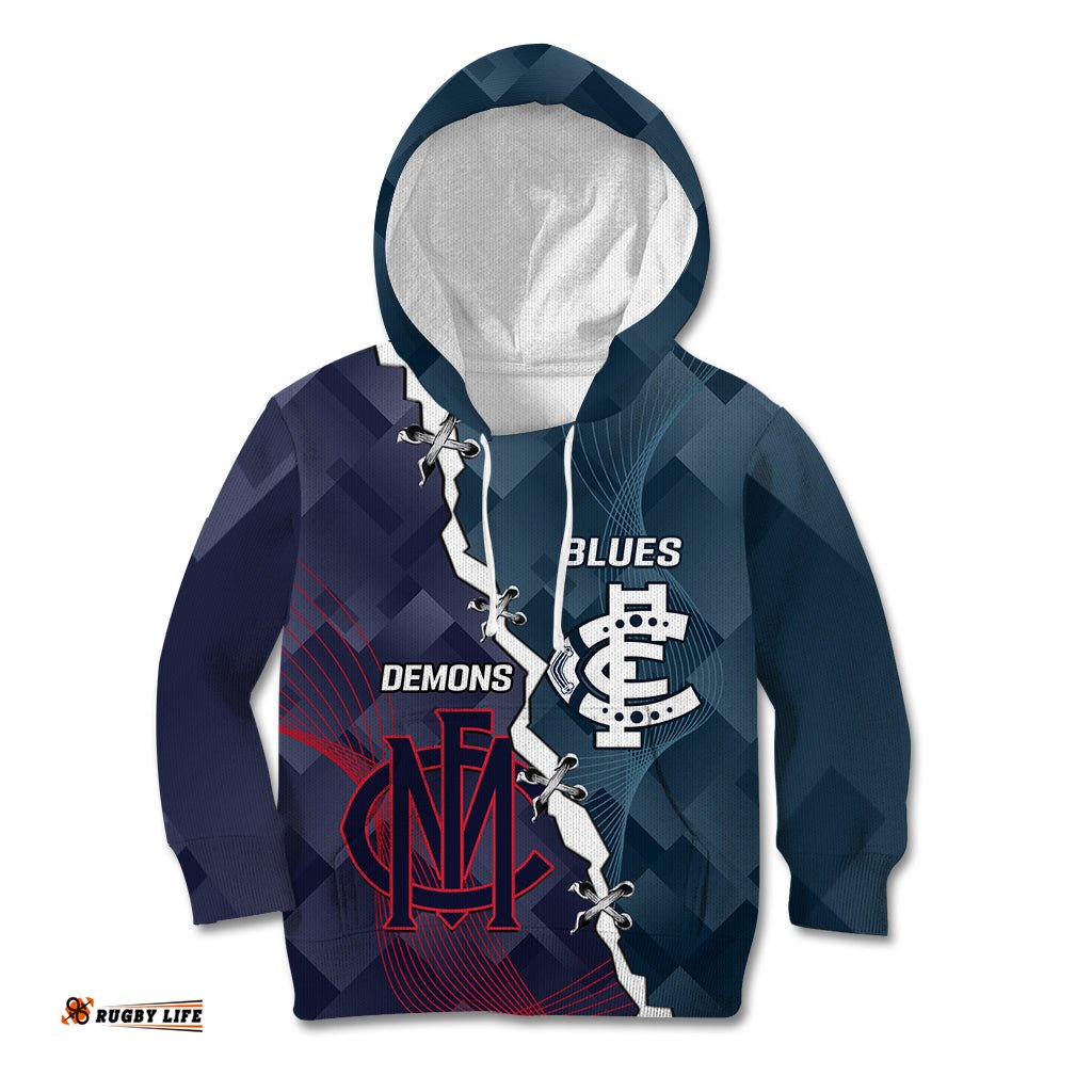 Personalised Demons And Blues Football Kid Hoodie Sporty Version