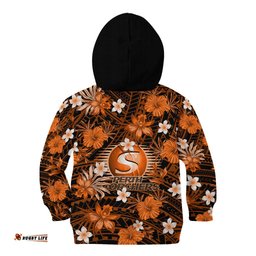 Australian Scorchers Cricket Kid Hoodie Baeuty Pacific Hibiscus and Polynesian Pattern