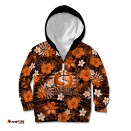 Australian Scorchers Cricket Kid Hoodie Baeuty Pacific Hibiscus and Polynesian Pattern