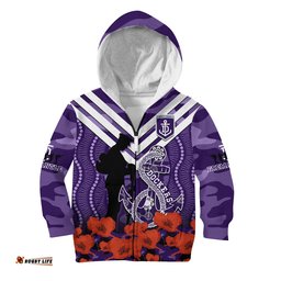 Custom Text And Number Dockers Football ANZAC Hoodie KID Aboriginal Mix Poppy Camouflage