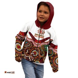 Australia Indigenous Rugby Kid Hoodie All Stars Aussie Snake And Lizard
