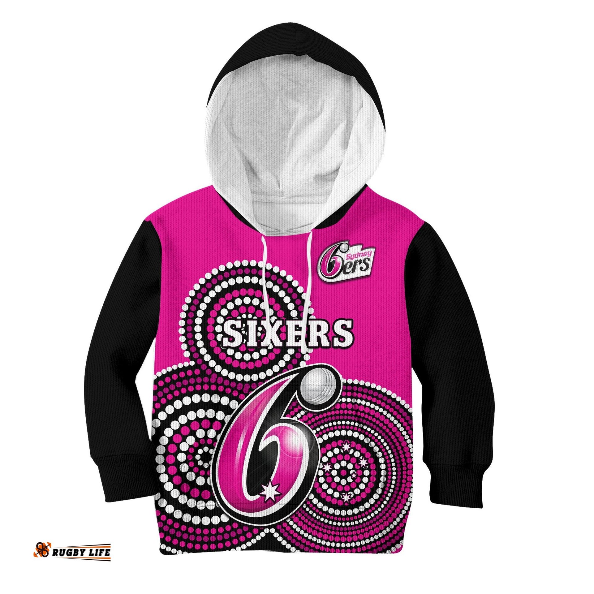 Sydney Sixers Cricket Hoodie KID Champions BBL12 Proud Indigenous Art