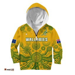 Australia Rugby Hoodie KID Wallabies Aboriginal Yellow Style