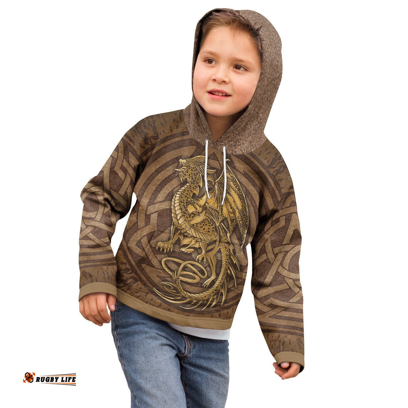 Celtic Vintage Dragon With Knot Hoodie Kid