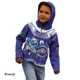Custom NRL Bulldogs NAIDOC Week Kid Hoodie Keep The Fire Burning Indigenous Art