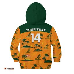 Custom Text And Number Wallabies Australian Rugby Hoodie KID Hawaii Style