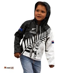 Custom New Zealand Cricket Kid Hoodie With Maori Pattern