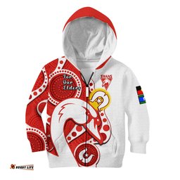 Swans Football NAIDOC Hoodie KID Sydney For Our Elders Indigenous Art