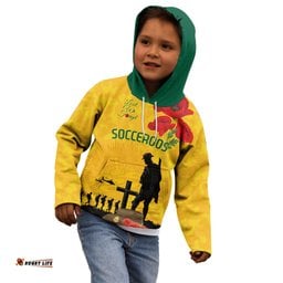 Australia Socceroos Soccer ANZAC Custom Kid Hoodie Gallipoli Soldier With Camouflage Art