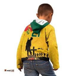 Australia Socceroos Soccer ANZAC Custom Kid Hoodie Gallipoli Soldier With Camouflage Art